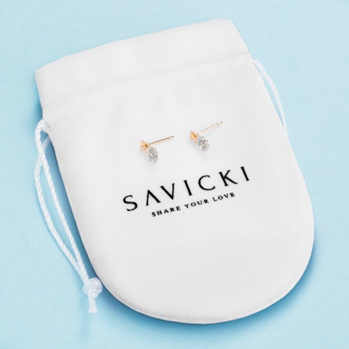 Kolczyki kwiatki Savicki: dwukolorowe złoto, diamenty